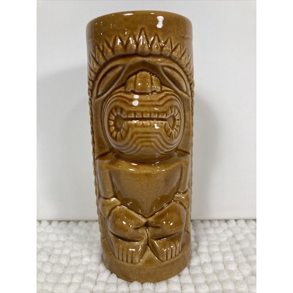 Vintage 6.5" Hawaiian Tiki Bar Tumbler Cup Mid Century Mod Ceramic - Picture 1 of 8
